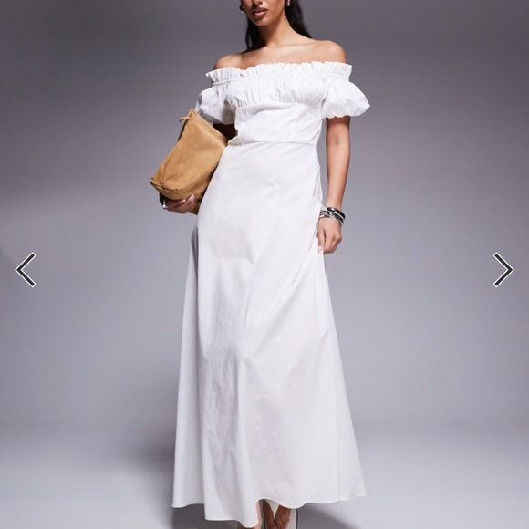 ASOS White Maxi Dress Kaiia Off the Shoulder - Picture 1 of 8
